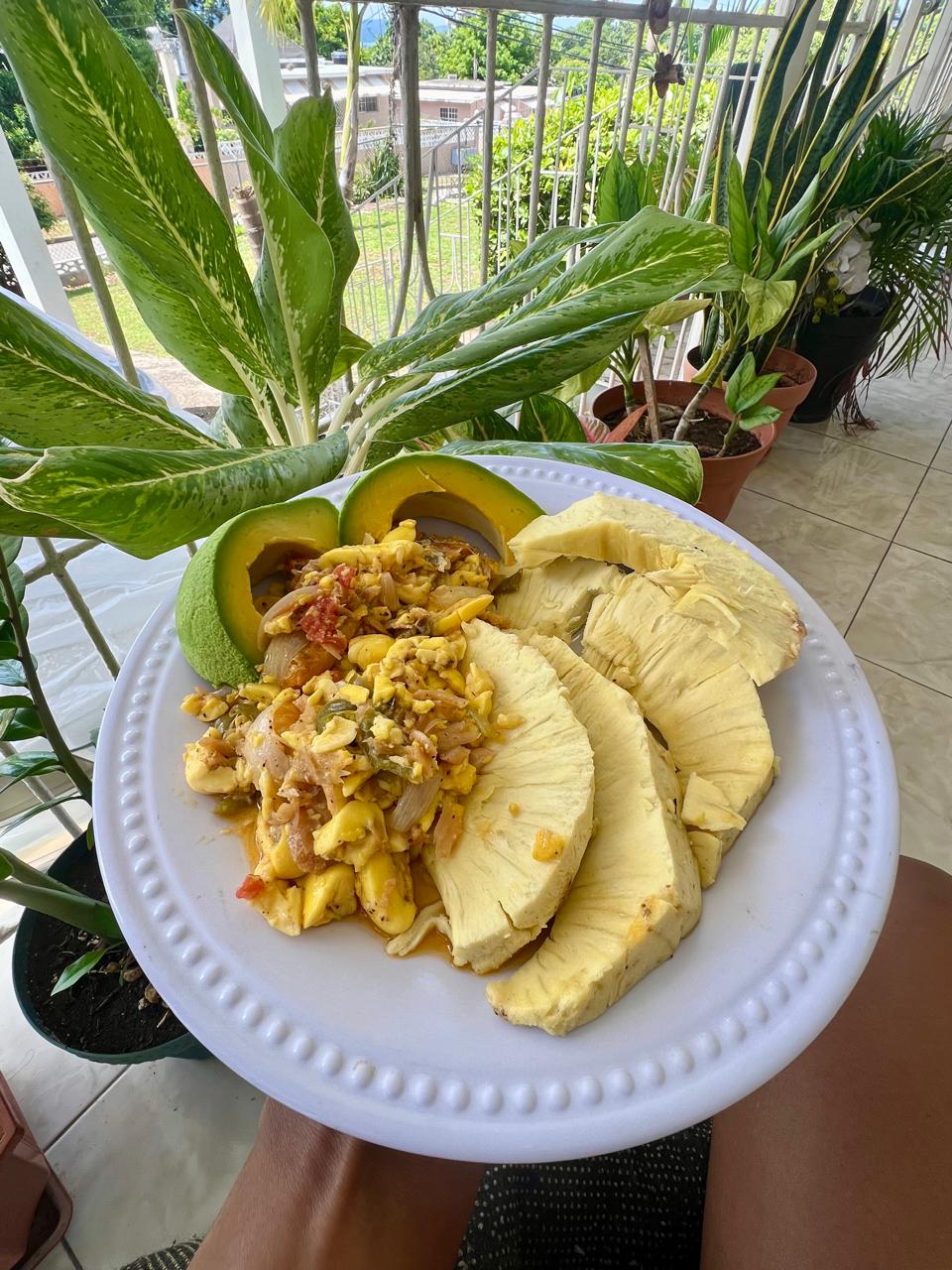 Ackee and saltfish breakfast